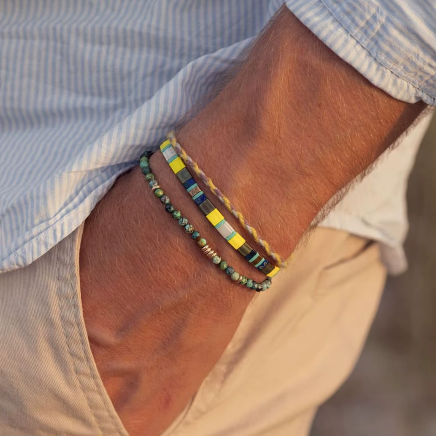 C.QUAN CHI été TILA Bracelets mode Bijoux pour femmes, Bracelets de perles TILA extensibles faits à la main, bijoux simples pour filles