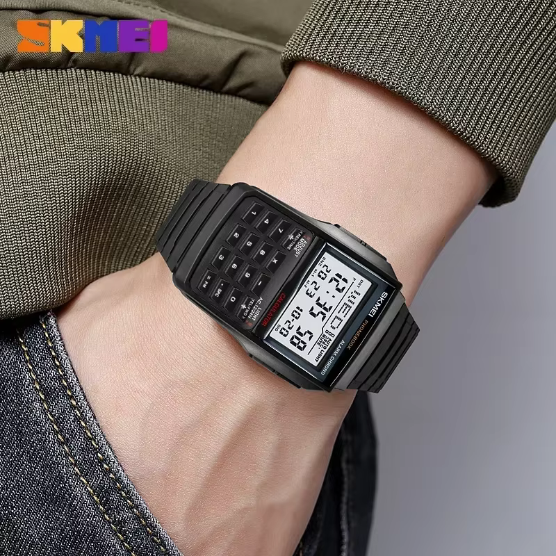 SKMEI 2255 Montre pour hommes double temps compte à rebours décontracté livre de téléphone numérique