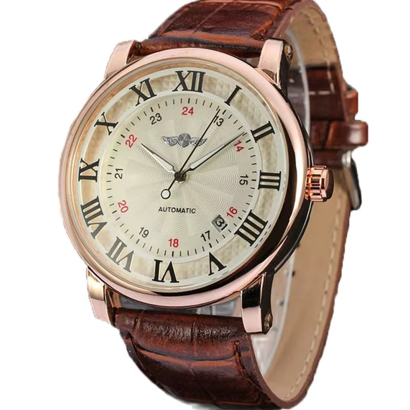 Relogio Relojes 2025 nouvelle mode montres en or Rose jour Date automatique auto vent bracelet en cuir