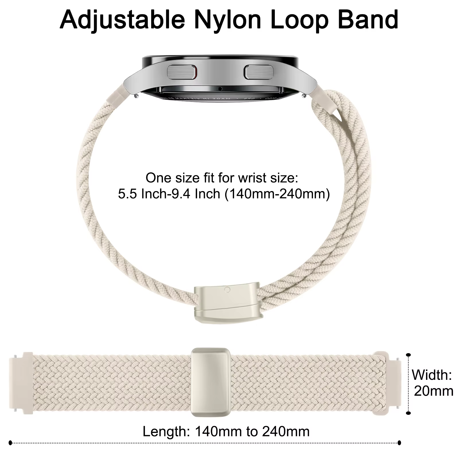 Bracelet tressé 18/20/22mm pour Garmin Vivoactive 4 5 3 S/Venu 3 2s Sq 2 Plus/Forerunner 265 255S 645 245 Music/Vivomove