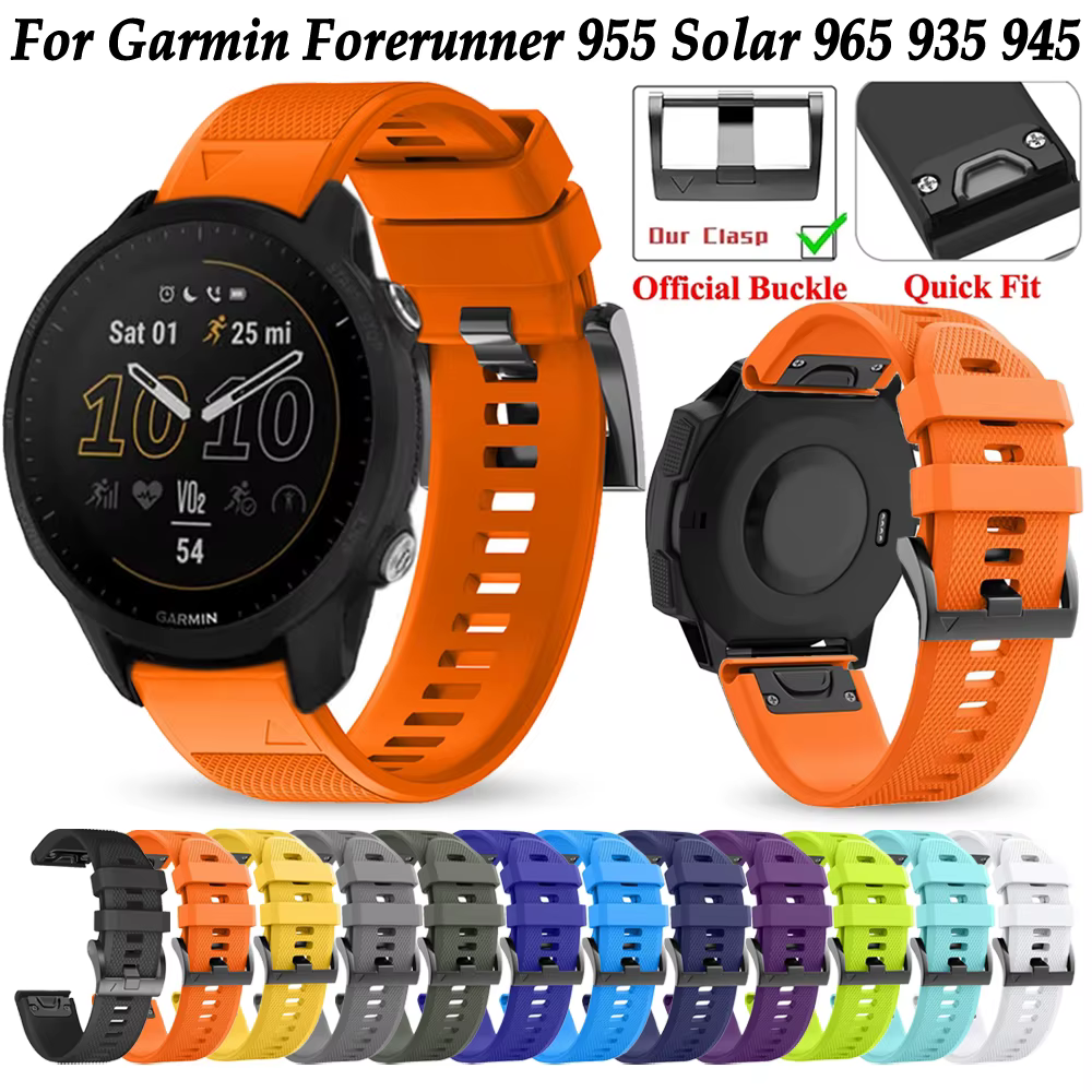 Bracelet de montre Correa Forerunner 955 Solar 965 935 945 QuickFit, bracelet en silicone pour Garmin Fenix 7 7X 6 6X Pro 5 5X, 22mm, 26mm