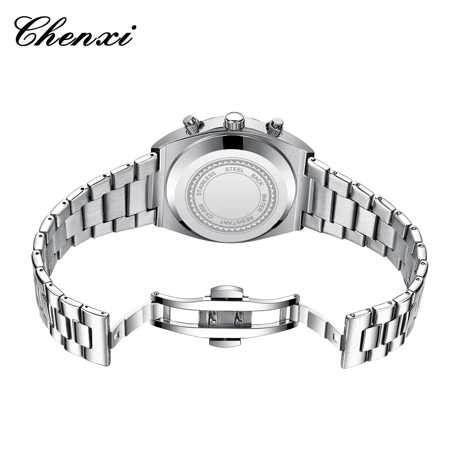 Montres pour hommes classique multifonctionnel chronographe montre de sport haut de gamme en acier inoxydable étanche lumineux montre-bracelet à Quartz