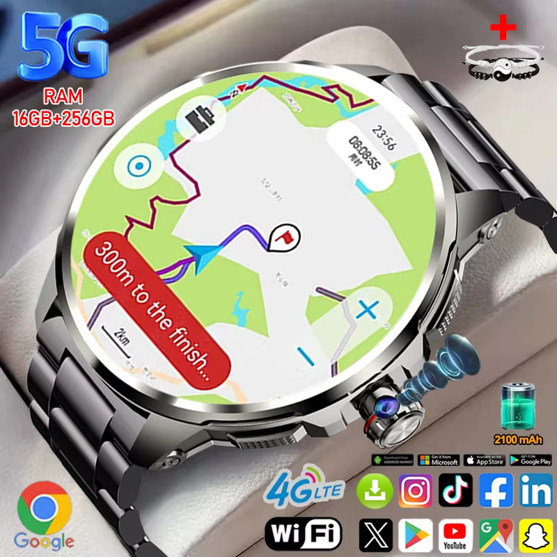 5G carte SIM Smartwatch Android 9.0 Google Play 1.95 pouces Amoled 720*720 GPS WIFI 2100mAH grande mémoire montre