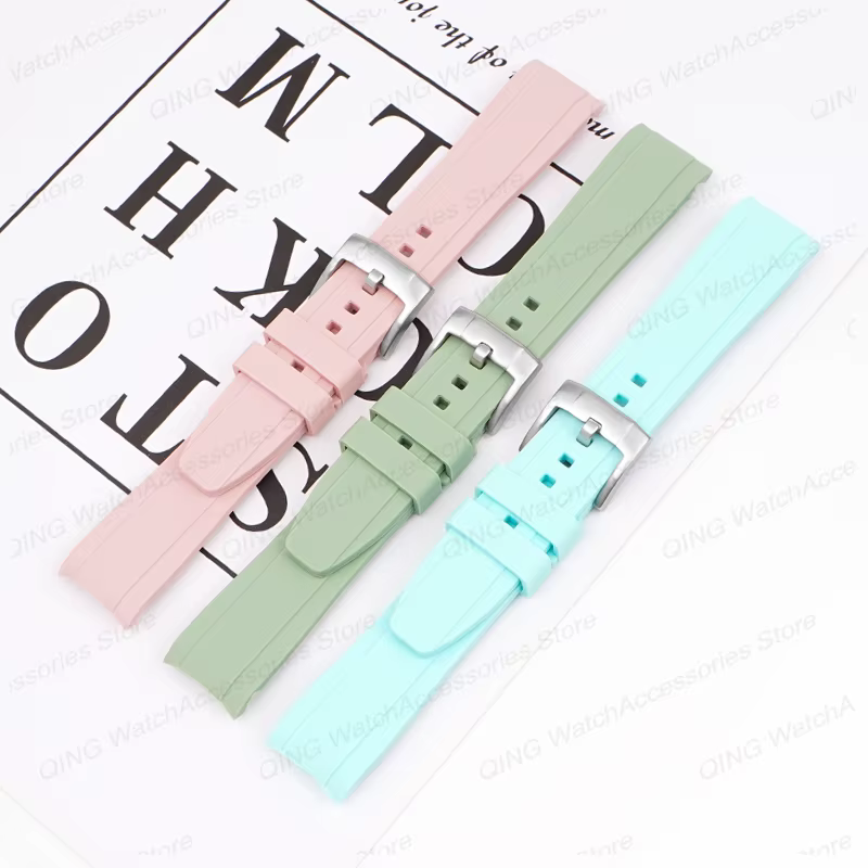 Bracelets de montre en caoutchouc incurvés de 20 mm et 22 mm pour Rolex