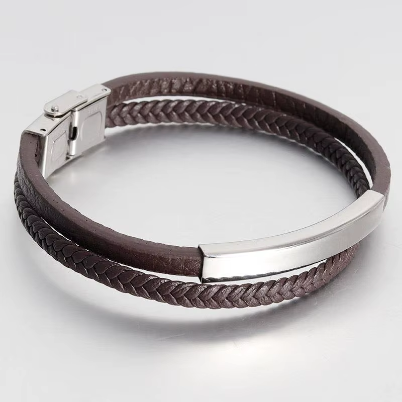 Bracelet multicouche en cuir pour hommes