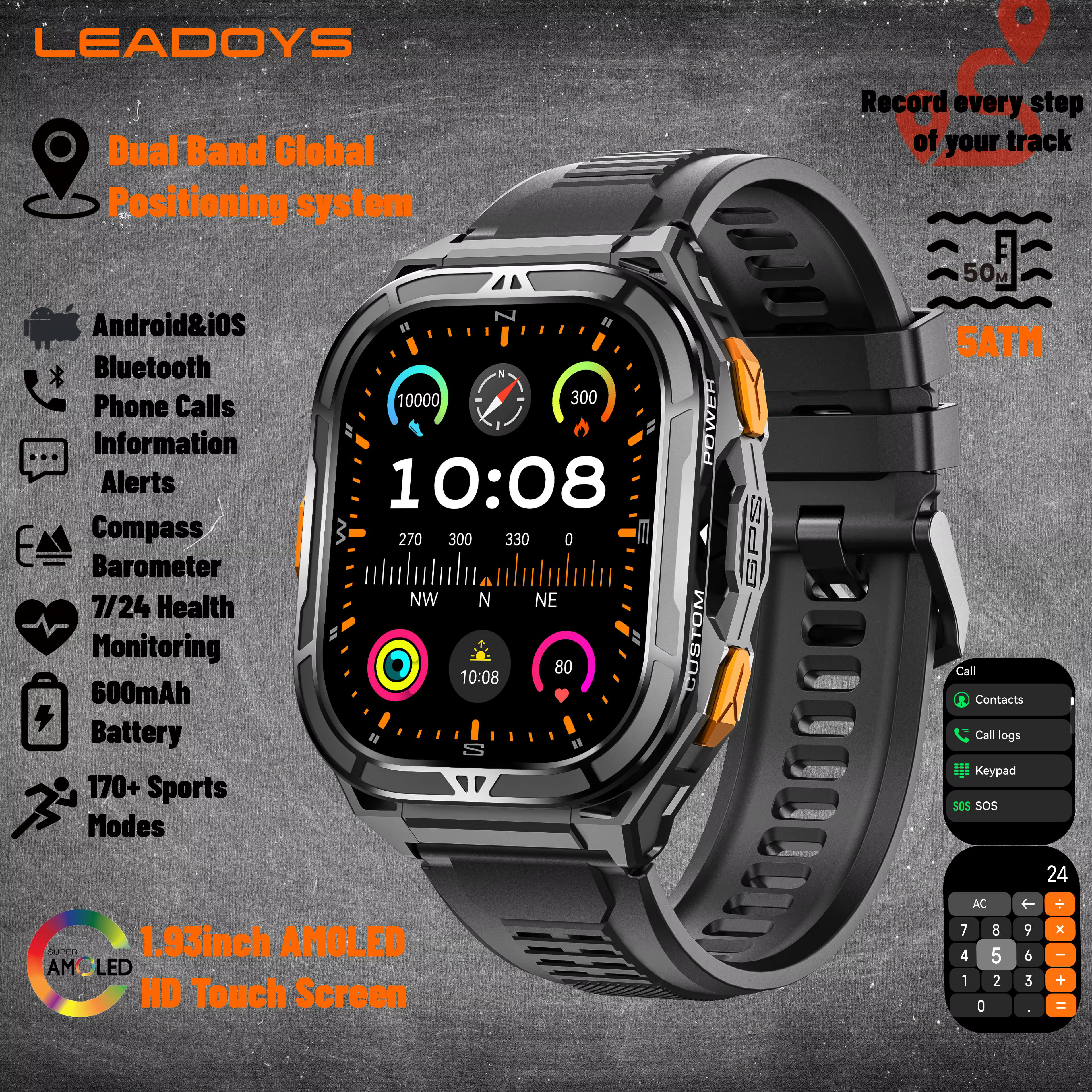 Montre connectée GPS pour hommes