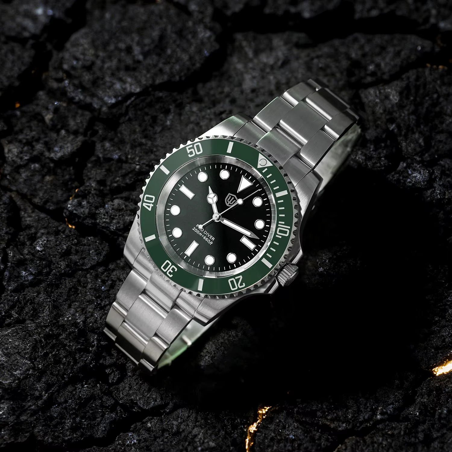Watchdives VH31 balayage Quartz deuxième mouvement hommes montres acier inoxydable saphir 200M étanche cadran vert WD1680Q V2 montre