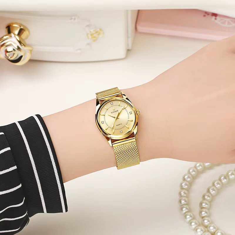 Wwoor-Montre-bracelet en or pour femme