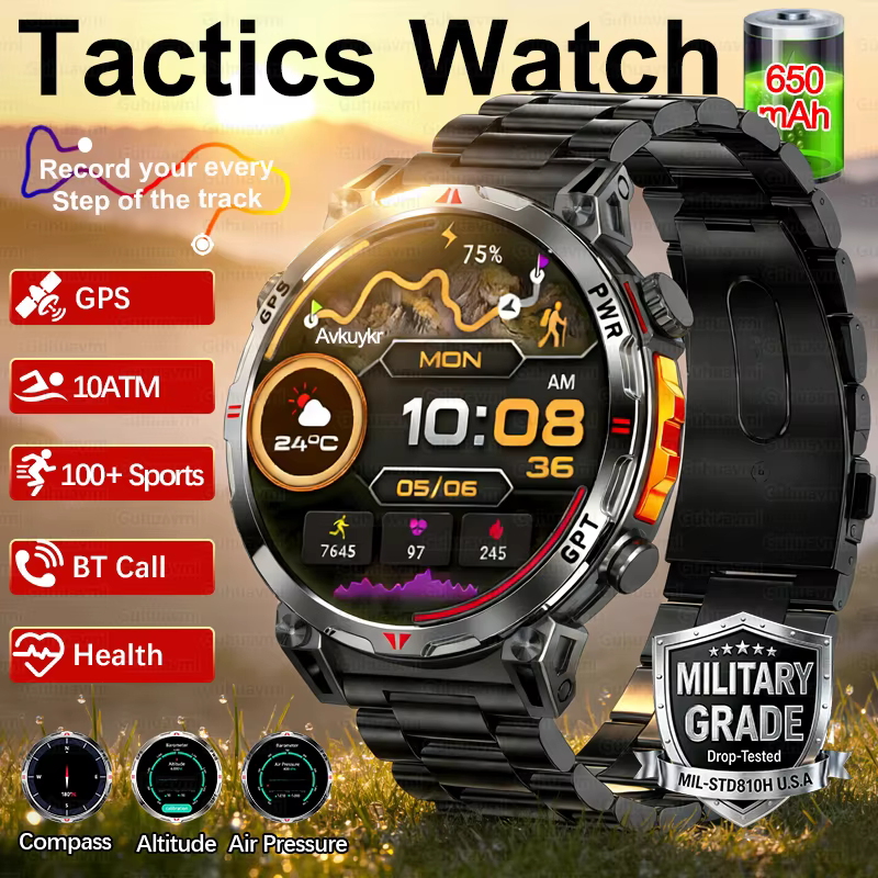 Nouvelles montres connectées GPS de sport pour hommes 2026 avec boussole