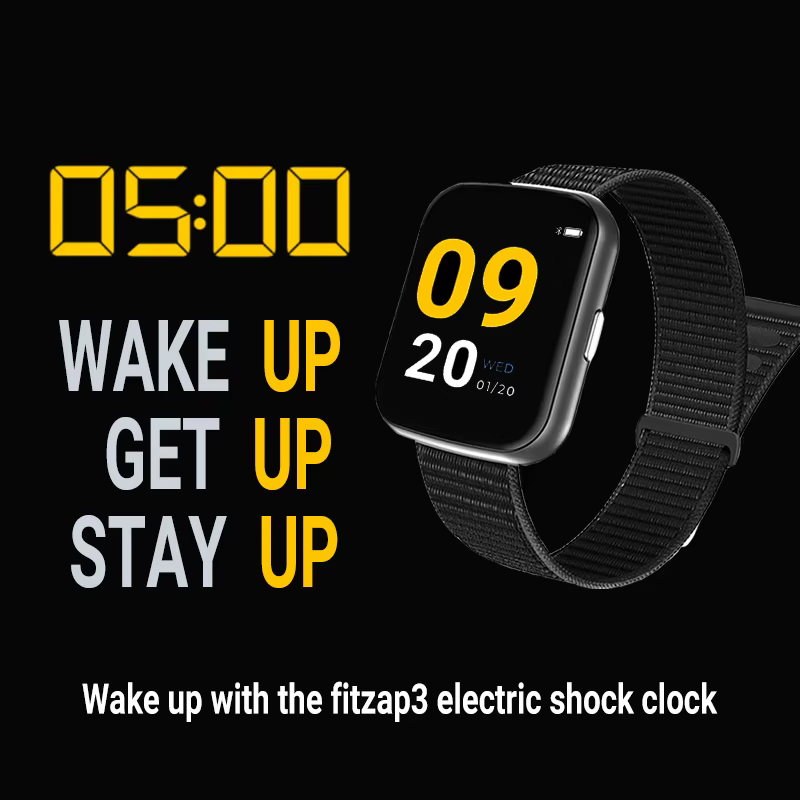 Fitzap3 réveil de choc rt montre d'alarme de choc électrique réveil fort auto-discipline impulsion précoce Anti-Fatigue