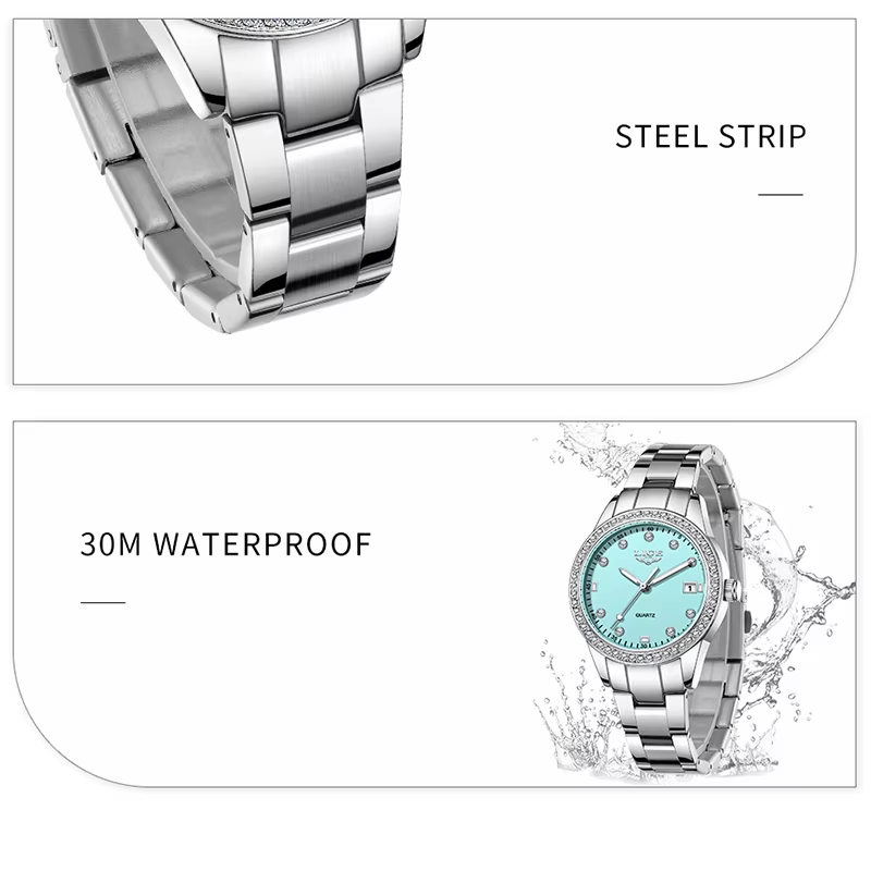 LIGE 2025 montre pour femme de luxe lumineux en acier inoxydable horloge étanche