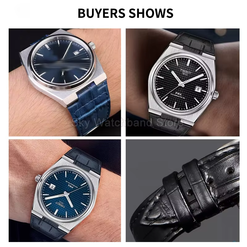 Bracelet de montre en cuir véritable classique 12 mm pour Tissot PRX