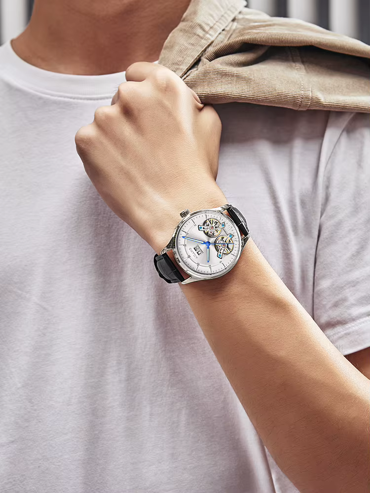 AILANG authentique montre mécanique automatique pour hommes tourbillon creux calendrier étanche montre-bracelet de marque de luxe