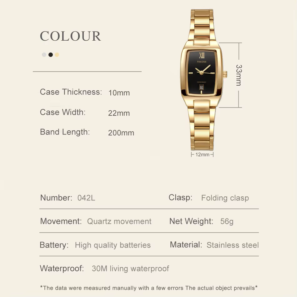 WWOOR Reloj-Montre habillée en acier inoxydable pour femme