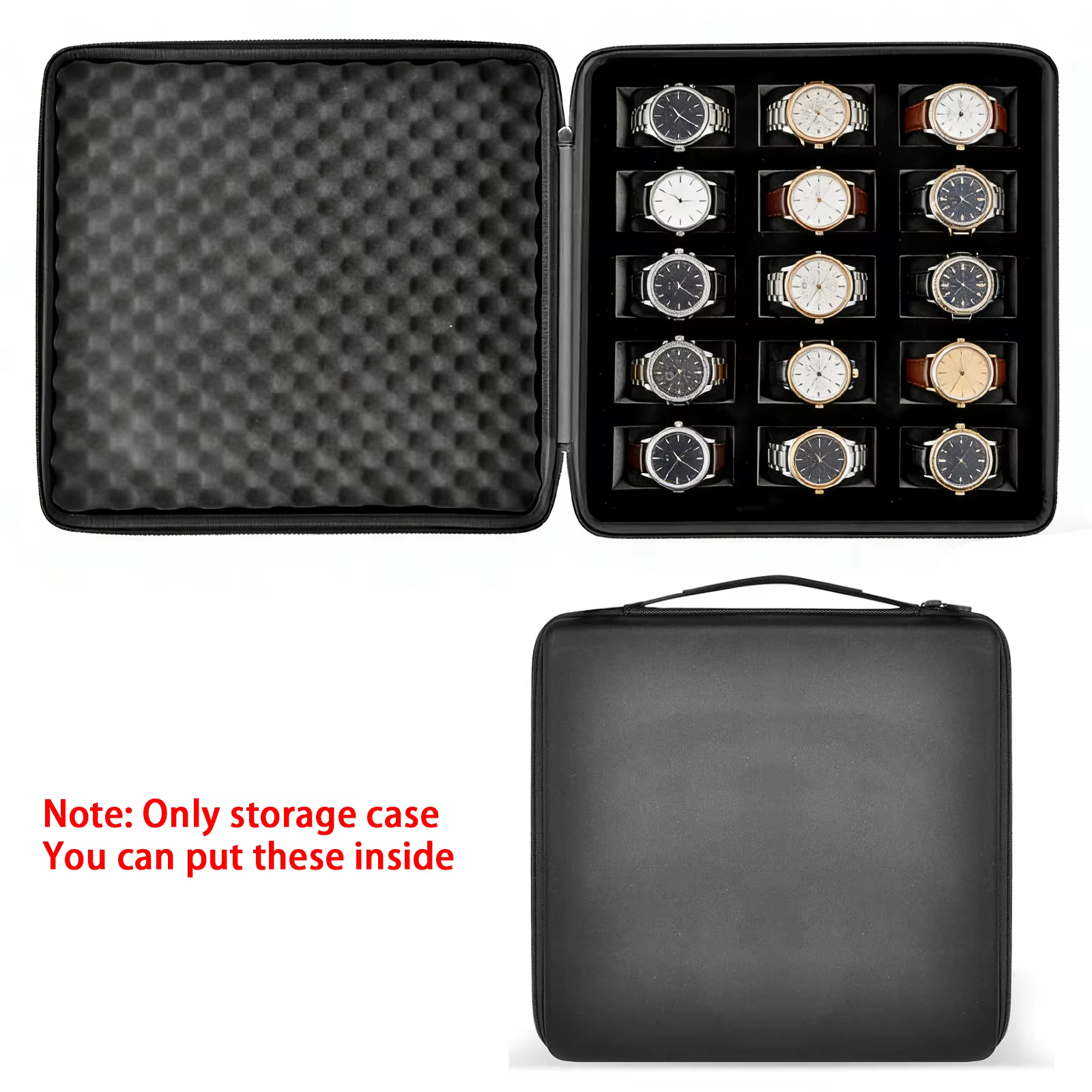 Boîte de rangement pour montres à 15 emplacements