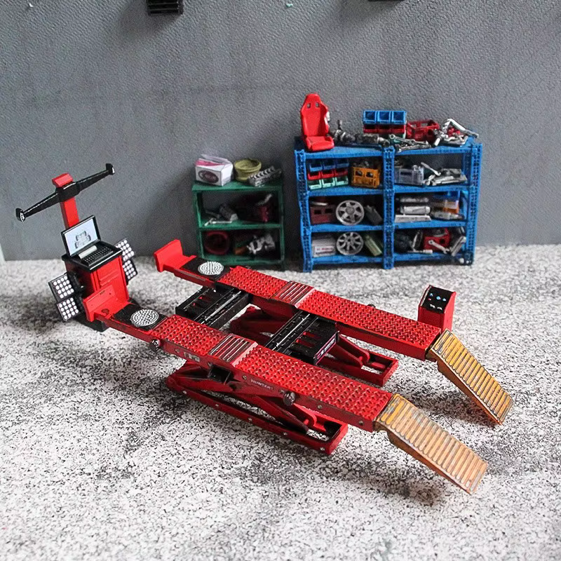 Accessoire de scène de garage 1:64, ensemble d'outils de réparation automobile, modèle de voiture, alignement des roues, scènes d'atelier de mécanique, miniatures DIY