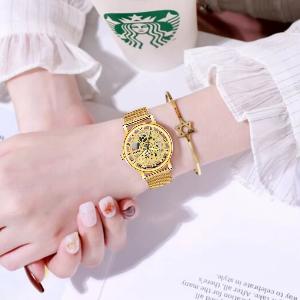 2025 nouvelle mode femmes or luxe montre à quartz décontractée maille métallique montres en acier inoxydable Relogio Feminino dames montres-bracelets