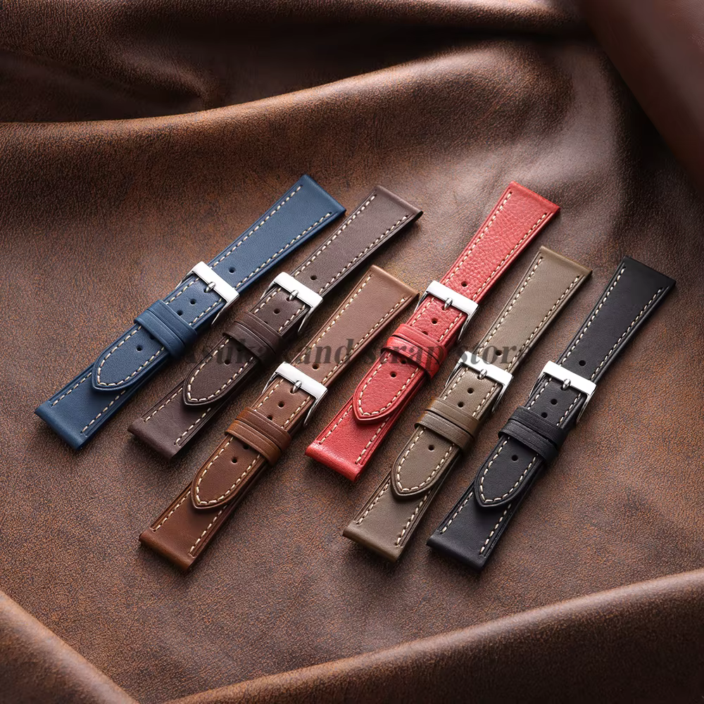 18mm 20mm 22mm Vintage Bracelet de montre en cuir véritable pour Seiko pour Omega