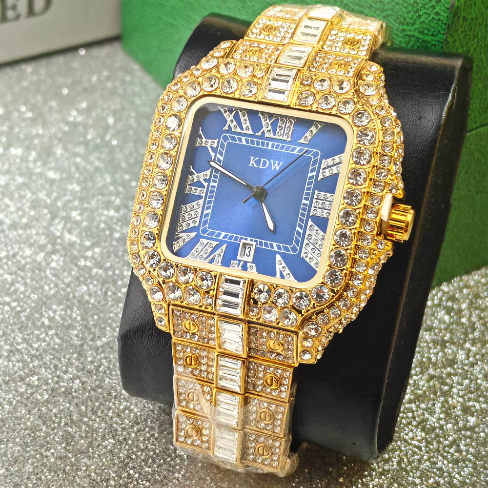 Montre en Quartz Diamantée de Luxe pour Homme