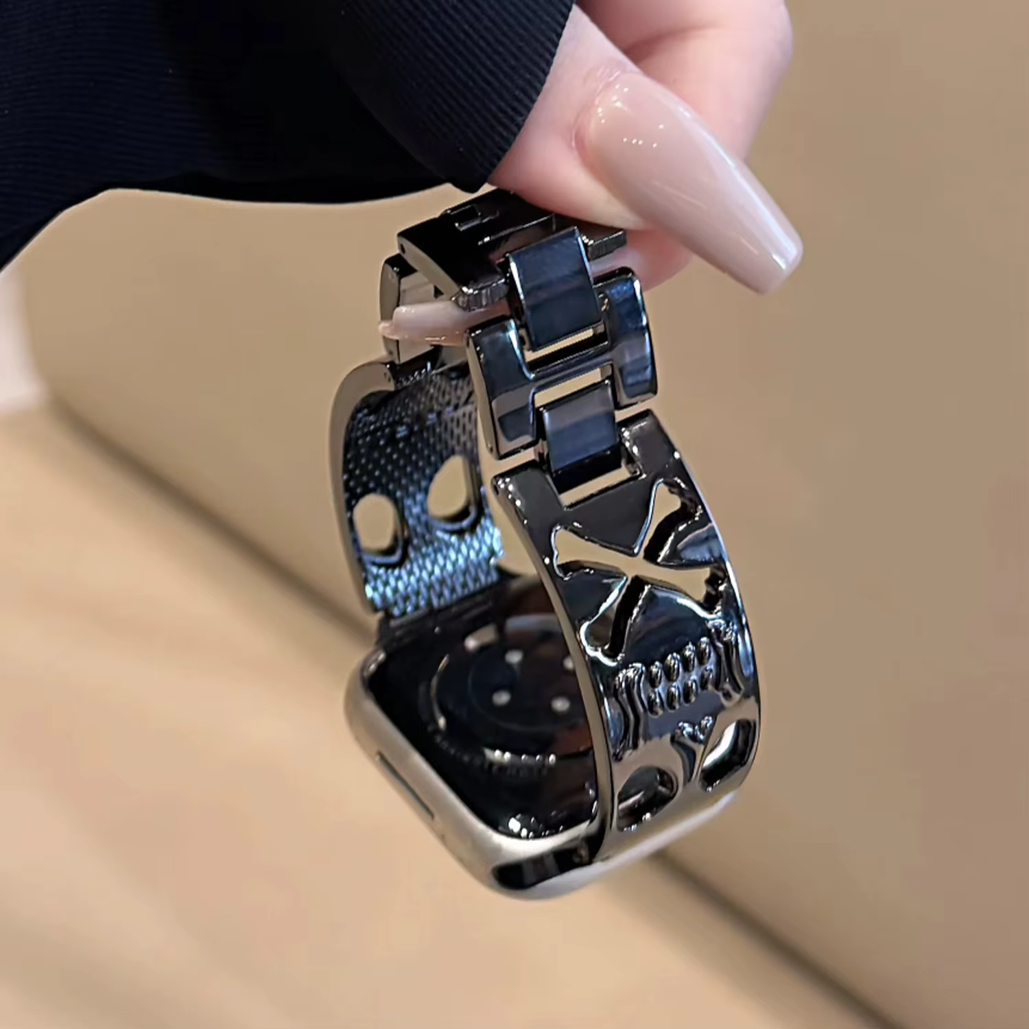 Bracelet en métal crâne personnalisé pour Apple Watch 38/40/41/42/44/45/46mm
