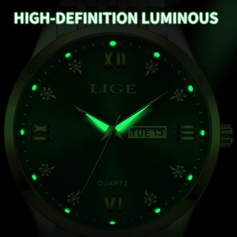 2025 LIGE hommes montres d'affaires haut de gamme de luxe homme montre-bracelet étanche lumineux Date semaine Quartz