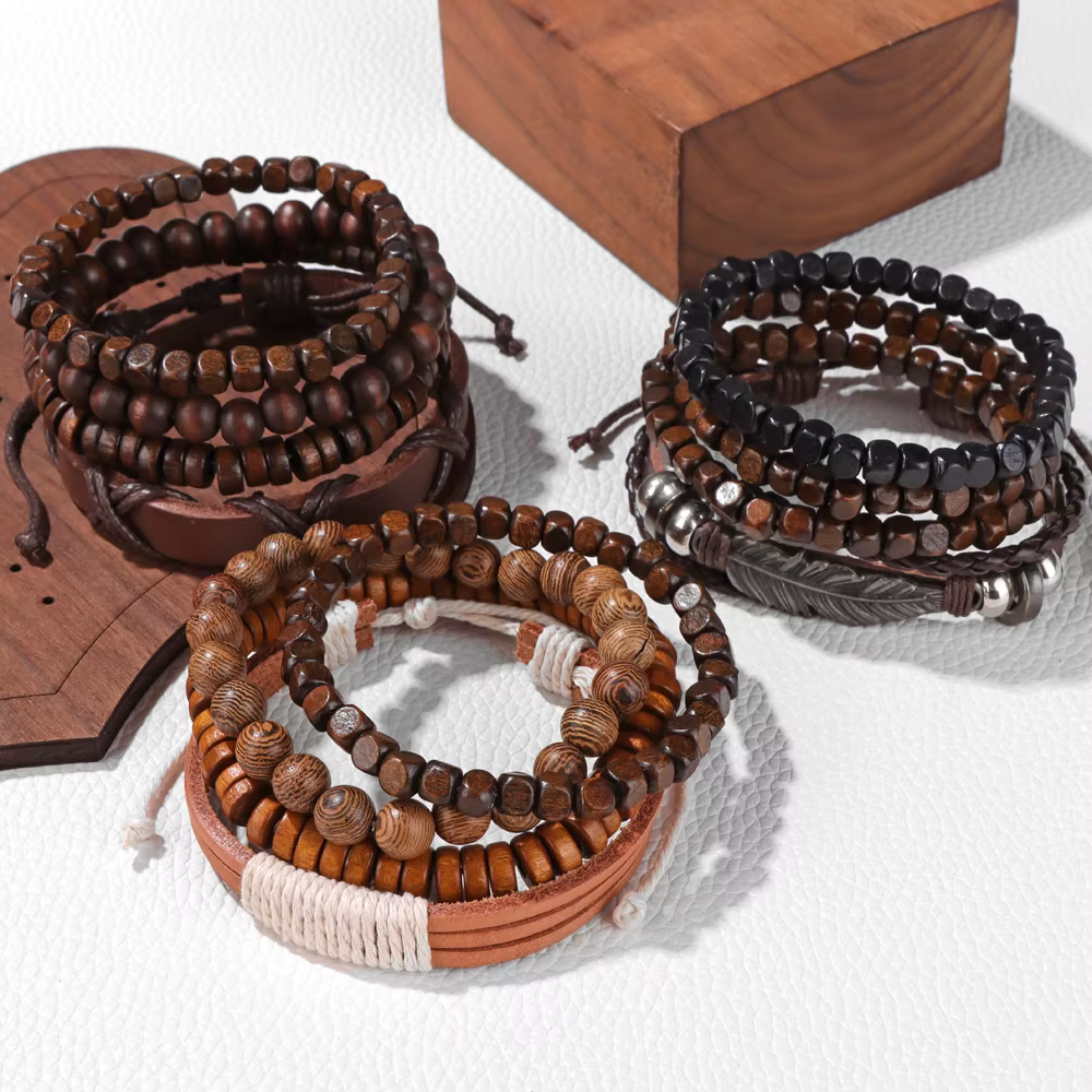 Bracelet tressé en cuir rond pour hommes et femmes
