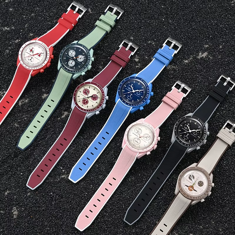 Pour Omega Swatch 20mm courbe Bracelet de montre Speedmaster MoonSwatch planète Snoopy
