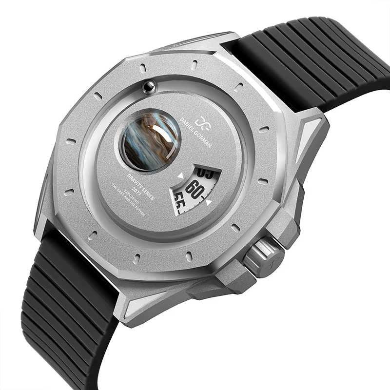 Daniel Gorman Gravity Series Jupiter Sport Montre pour homme Grande boîtier Quartz Bracelet en silicone étanche