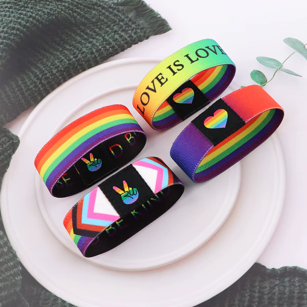 Bracelet arc-en-ciel en polyester