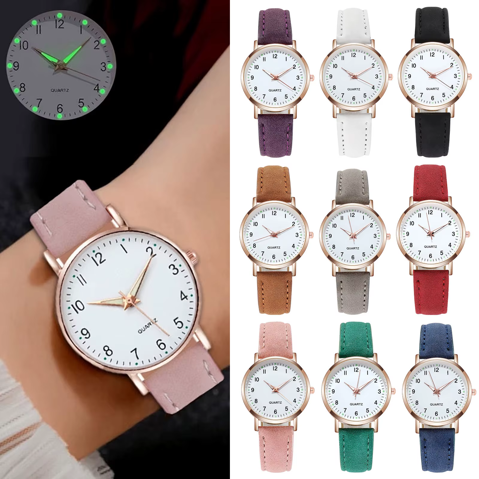 Montre Shoous avec ceinture en cuir pour femme