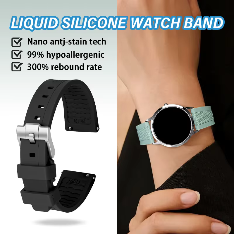 Nouveau bracelet de montre en silicone liquide 20/22 mm universel à libération rapide