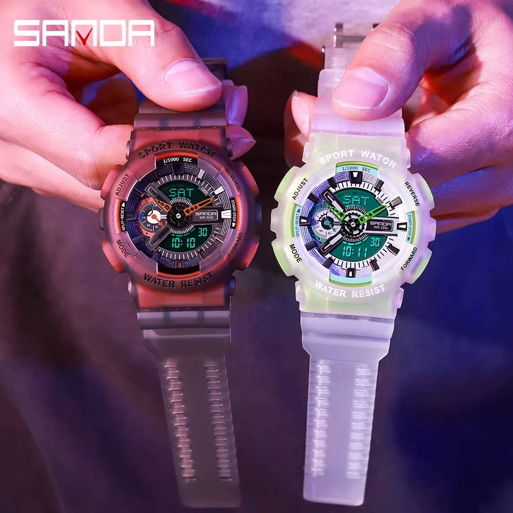 SNADA 2025 nouvelles montres pour hommes sport montre-bracelet électronique étanche mode fluorescente double affichage montre à Quartz numérique 3029