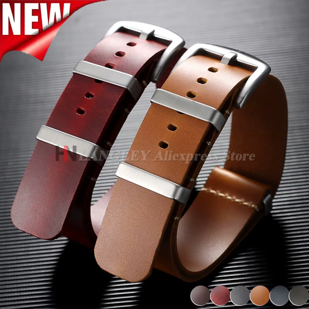 Bracelet de montre en cuir véritable 18mm 20mm 22mm 24mm pour Smartwatch