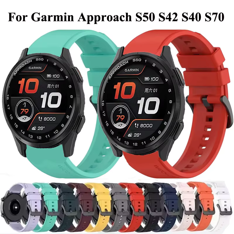 Bracelet en Silicone 22mm 20mm pour Garmin approche S50 S42 S40 S70 42 47mm