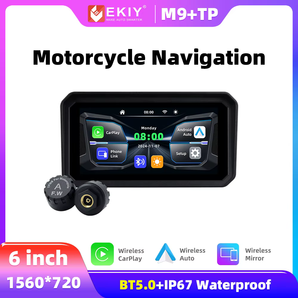 EKIY 6 pouces moto Carplay Navigation étanche Carplay écran d'affichage Portable moto Android Auto moto GPS