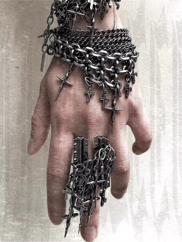 Bracelet multi-chaînes croisées, accessoire de bijoux unisexe pour hommes et femmes, article de mode gothique pardeux