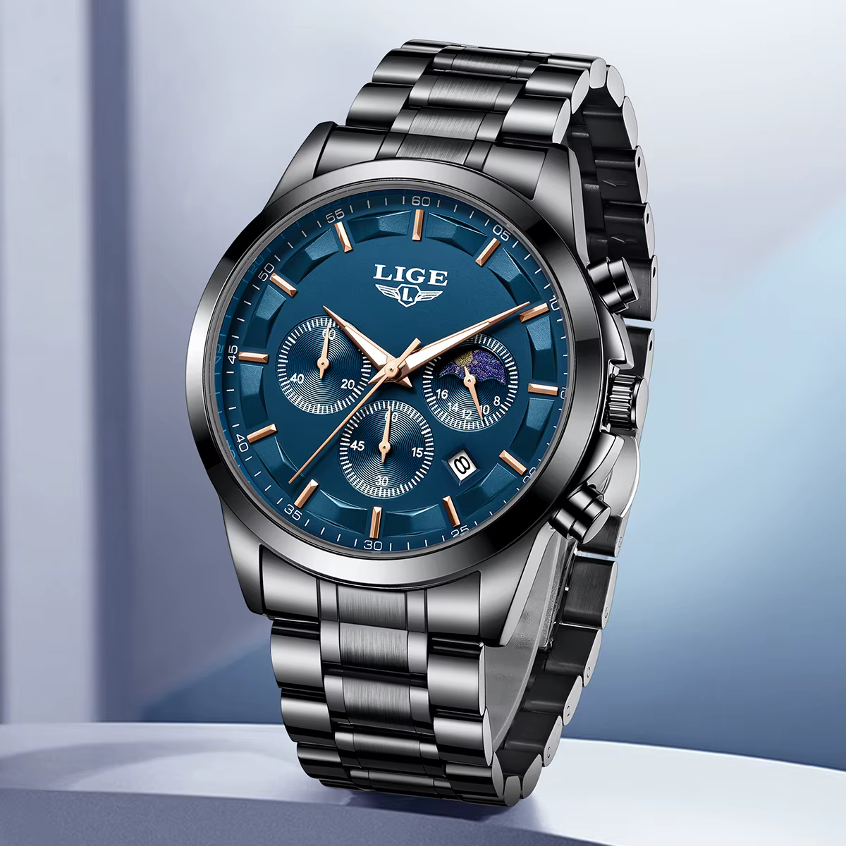 LIGE Quartz homme montre haut de gamme de luxe horloge d'affaires mode sport décontracté en acier inoxydable calendrier étanche lumineux montres pour hommes