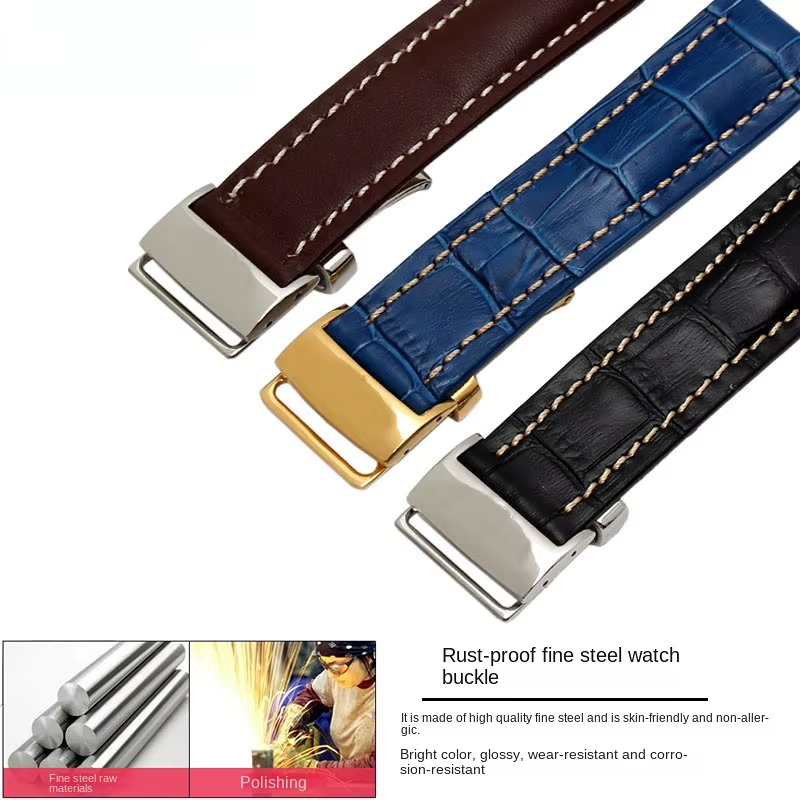 Bracelet de montre en cuir véritable pour hommes
