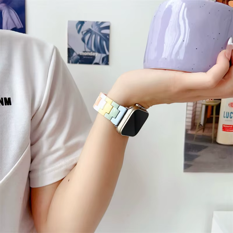 Bracelet en résine arc-en-ciel pour Xiaomi band 8 9 10 pro