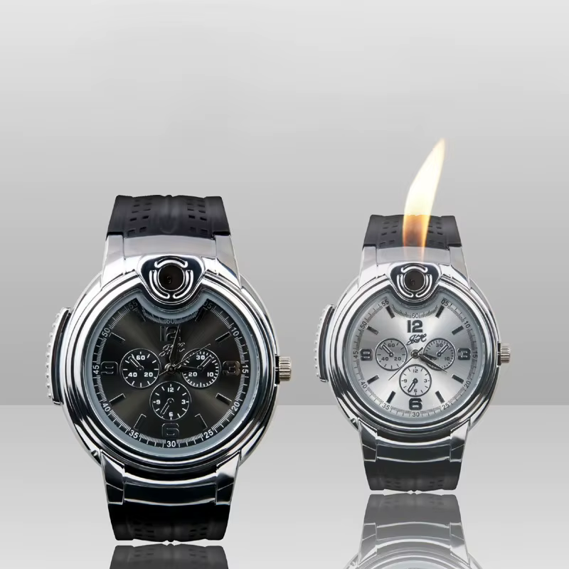 Briquet à gaz en métal tendance pour hommes, briquet portable coupe-vent rechargeable pour l'extérieur, cadeau tendance et cool pour la personnalité