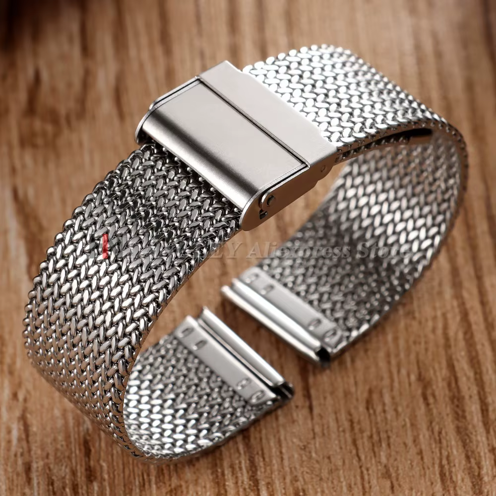 Bracelet de montre en maille milanaise pour Seiko, bracelet de montre en acier inoxydable pour Omega, 16mm, 18mm, 20mm, bracelets universels