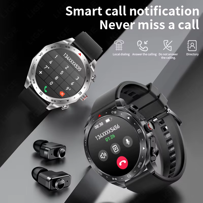 Montre intelligente étanche avec écouteurs pour hommes et femmes