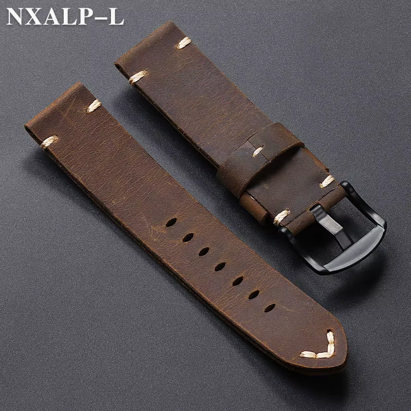 Bracelet de montre en cuir de vache première couche fait à la main