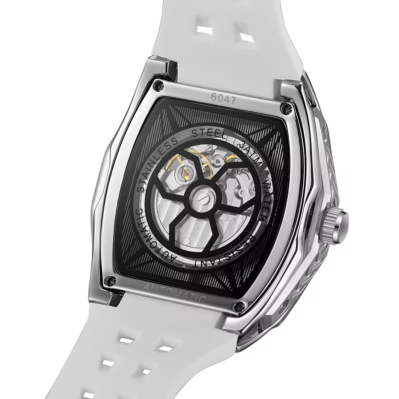 SKROX Designer luxe Phase de lune Toubillon mouvement automatique horloge mécanique haute qualité étanche Silicone montres pour hommes