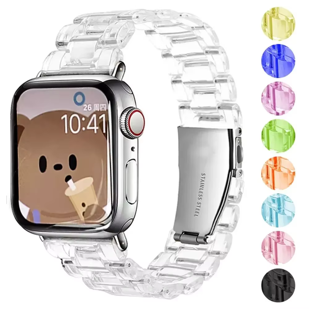 Bracelet en résine transparente pour Apple Watch Band