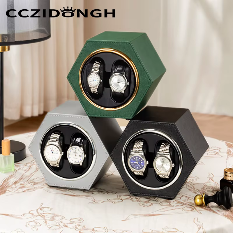 CCZIDONGH Remontoir de montre automatique 2 emplacements en bois