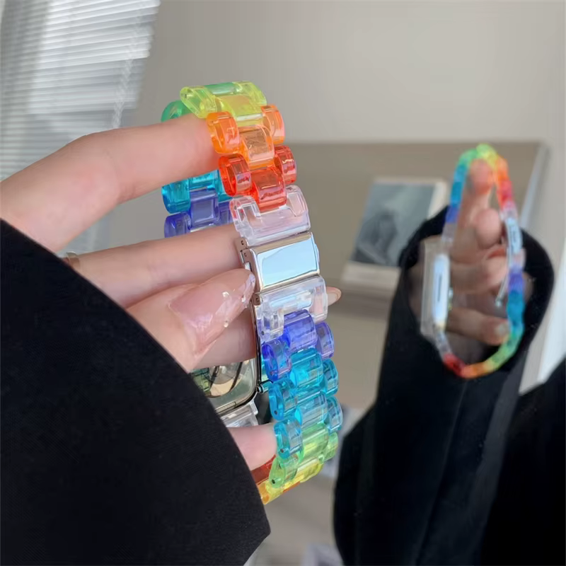 Bracelet en résine arc-en-ciel pour Apple Watch