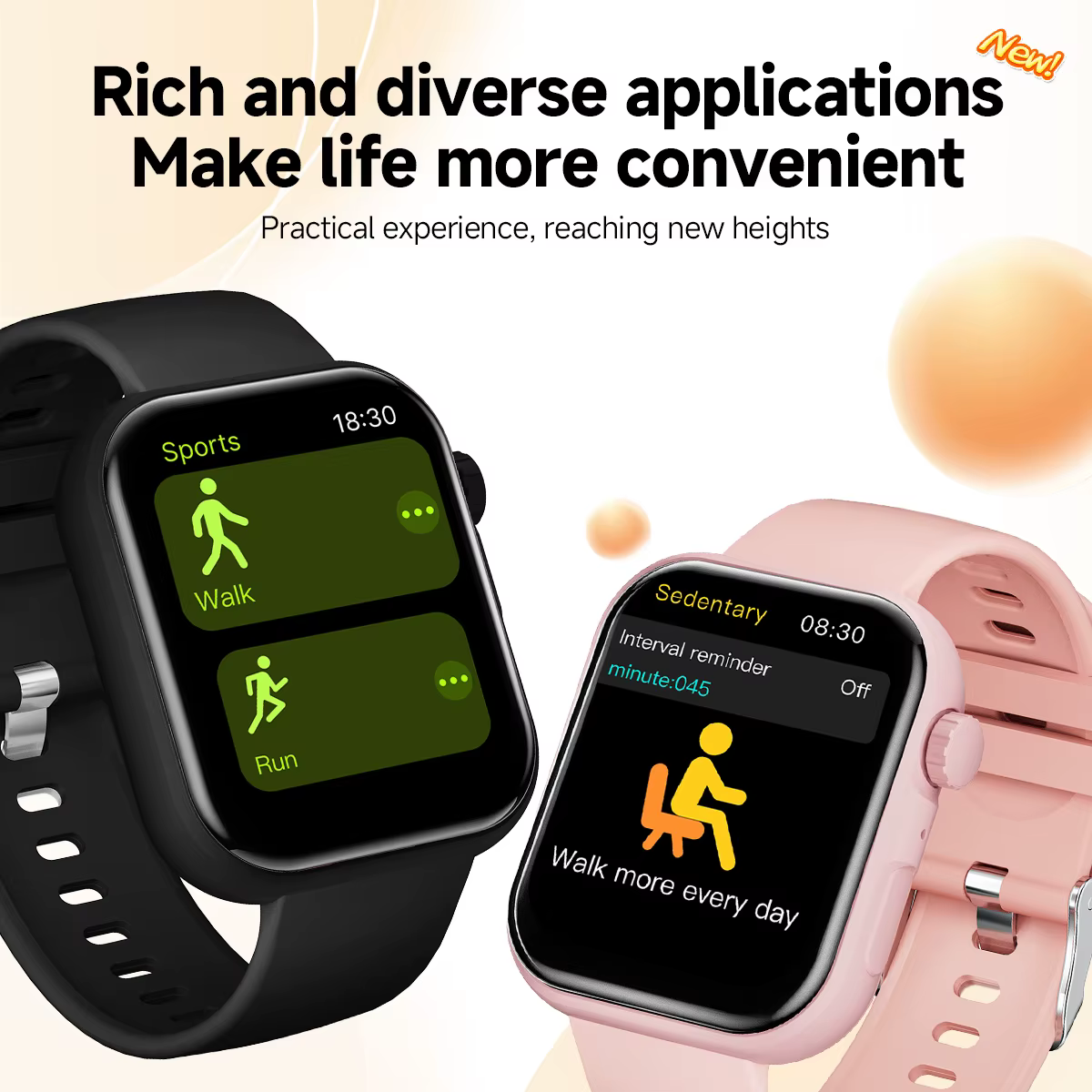 Nouvelle Montre Connectée Multilingue avec Fond d'écran Personnalisable