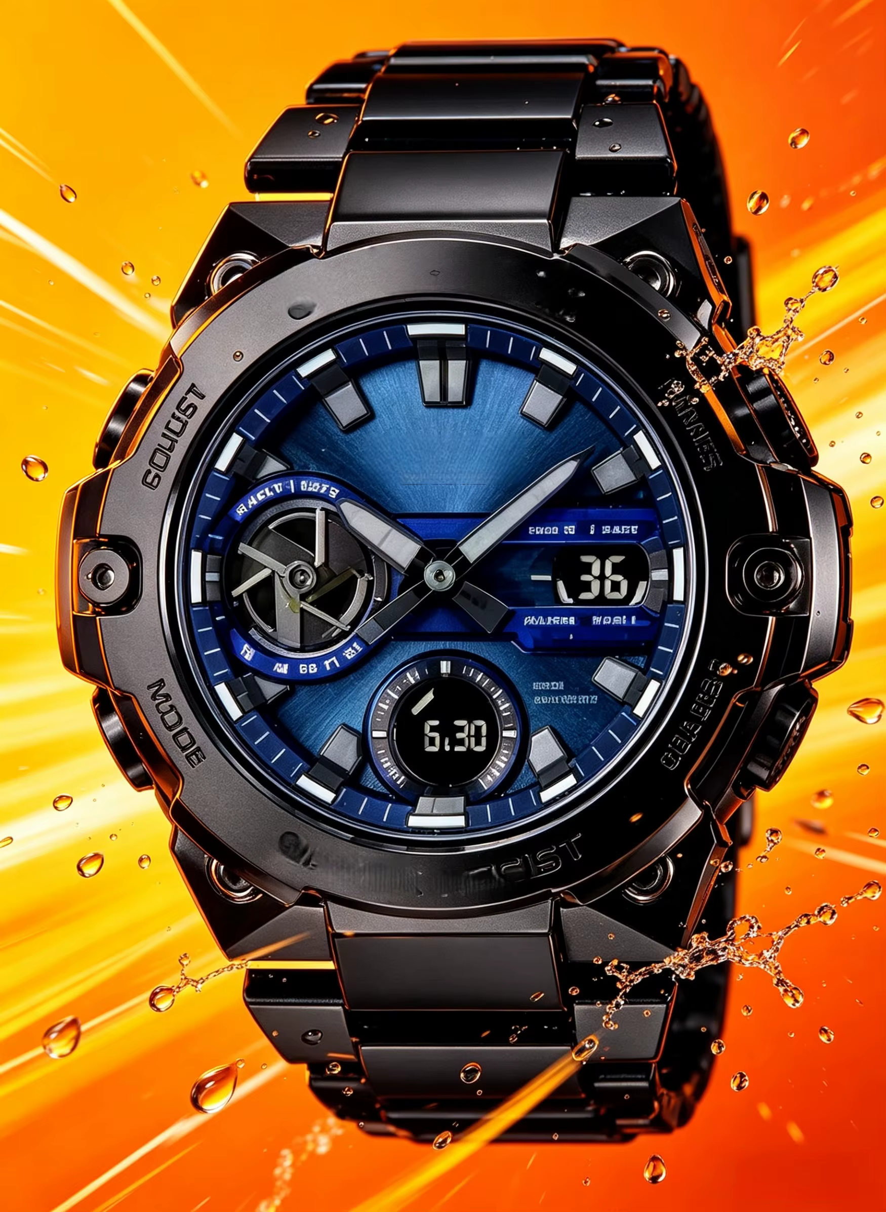 Montre de sport classique multifonction pour homme Steel Heart – Résistante à l'eau et aux chocs – Série Poseidon
