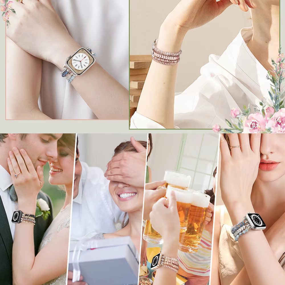 Bracelet élastique perlé fait main pour femme